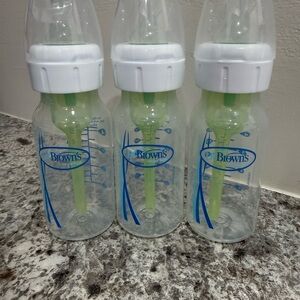 Dr. Browns 4OZ Baby Bottles - Clear with Green Vent (3 Pack)
